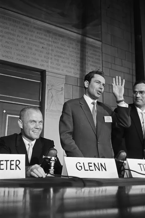 Framed Print : Gherman Titov Gesturing with Hand at Press Conference Framed Print : Gherman Titov Gesturing with Hand at Press Conference