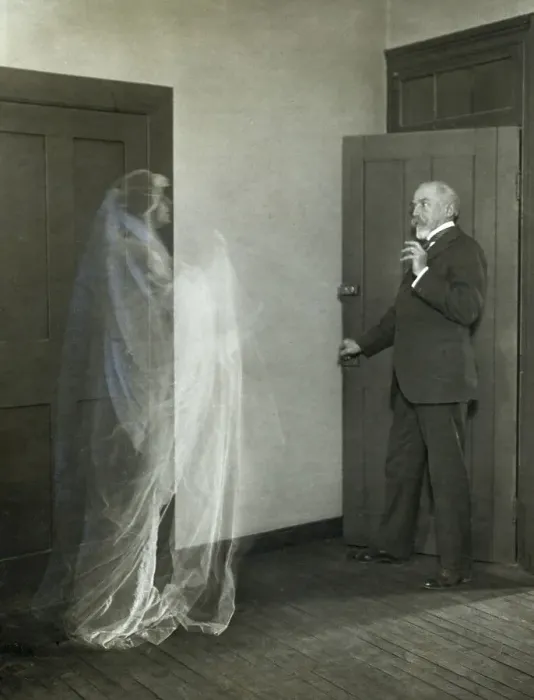 Framed Print : Ghost Frightening Elderly Professor Framed Print : Ghost Frightening Elderly Professor