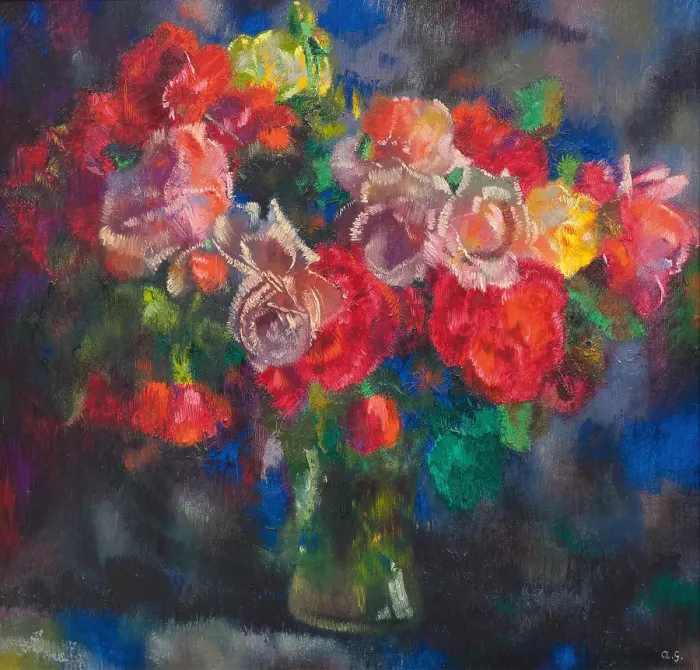 Framed Print : Roses, 1933. Private Collection. Creator: Giacometti, Augusto (1877-1947)