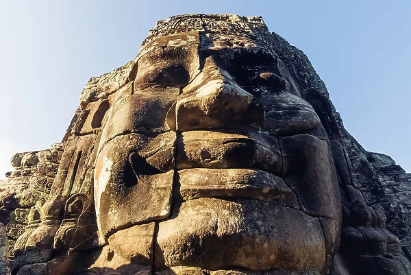 Giant carved stone faces, Bayon temple, Angkor