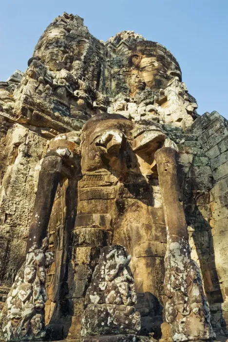 Framed Print : Giant carved stone faces, Bayon temple, Angkor Framed Print : Giant carved stone faces, Bayon temple, Angkor