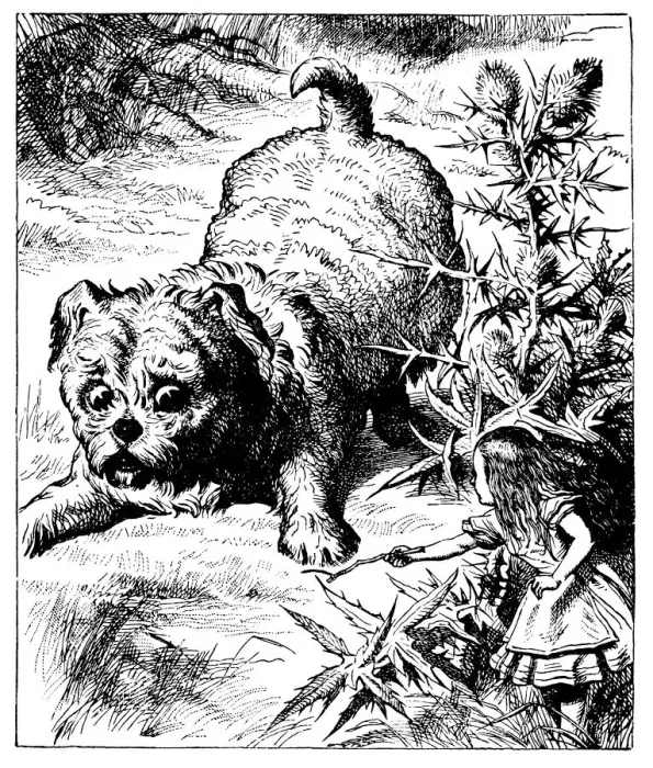 Framed Print : Giant dog illustration, (Alices Adventures in Wonderland) Framed Print : Giant dog illustration, (Alices Adventures in Wonderland)