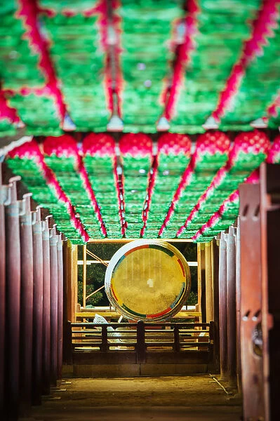 Giant Drum in Bulguksa Buddhist Temple at night