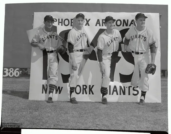 Framed Print : Giant Players Posing in Uniform Framed Print : Giant Players Posing in Uniform
