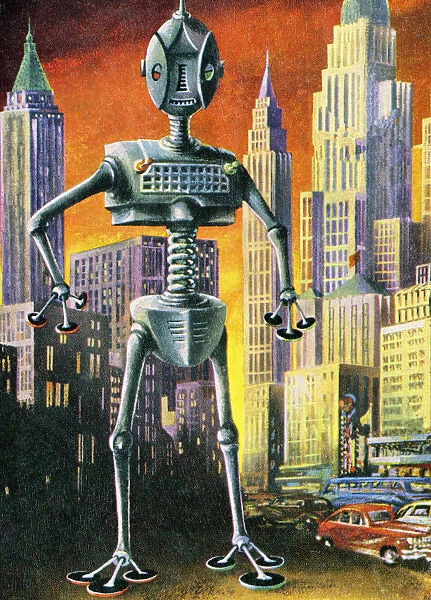 Giant Robot in Cityscape