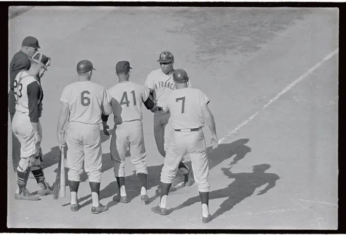 Framed Print : Giants Teammates Strolling on Field Framed Print : Giants Teammates Strolling on Field