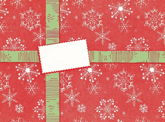 Framed Print : Gift wrapped in red with green ribbon Framed Print : Gift wrapped in red with green ribbon