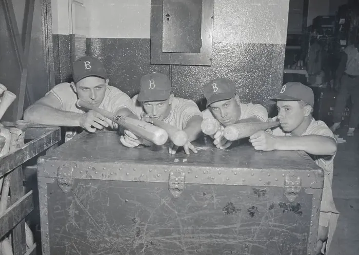 Framed Print : Gil Hodges, Don Hoak, Duke Snider, Pee Wee Reese Posing with Bats Framed Print : Gil Hodges, Don Hoak, Duke Snider, Pee Wee Reese Posing with Bats