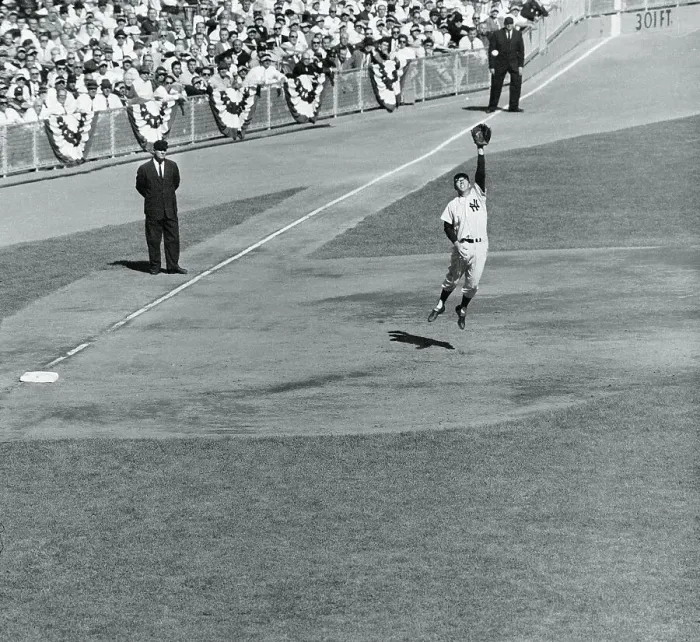 Framed Print : Gil McDougald Leaping for Catch Framed Print : Gil McDougald Leaping for Catch