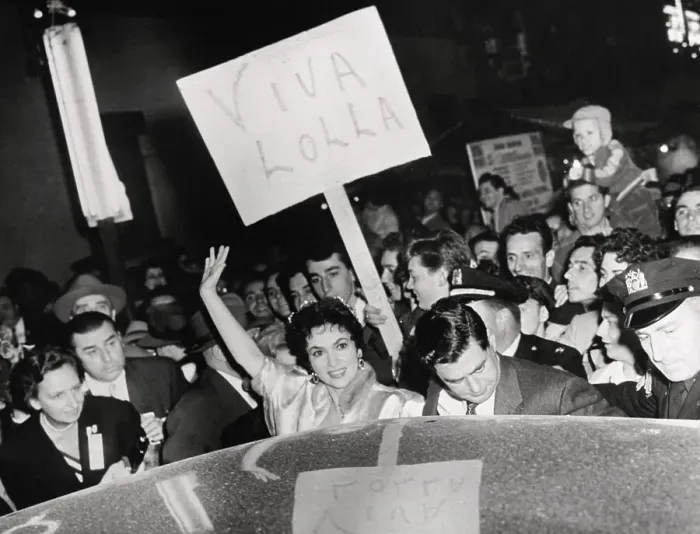 Framed Print : Gina Lollobrigida Pushing Through Crowd Framed Print : Gina Lollobrigida Pushing Through Crowd