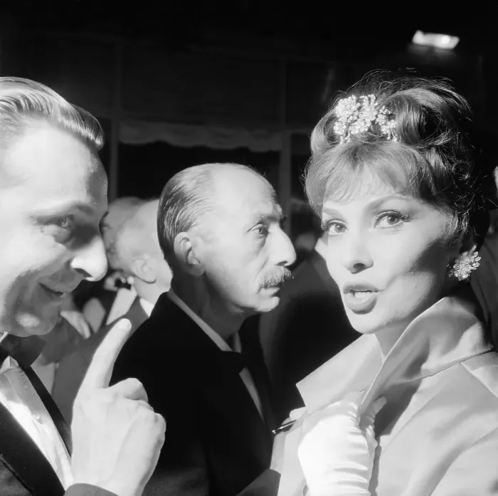 Framed Print : Gina Lollobrigida Talking with Guest Framed Print : Gina Lollobrigida Talking with Guest
