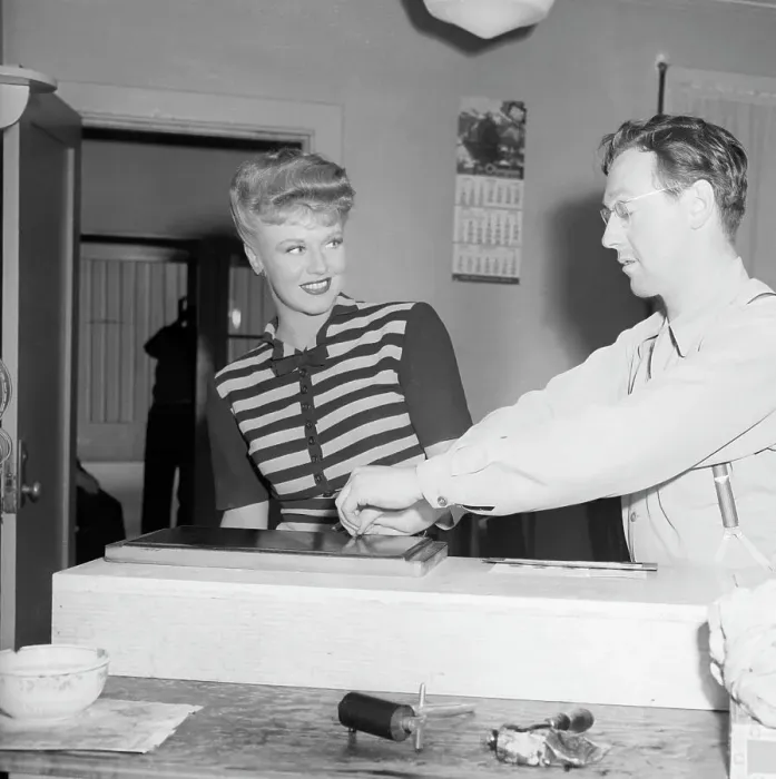 Framed Print : Ginger Rogers Being Fingerprinted Framed Print : Ginger Rogers Being Fingerprinted