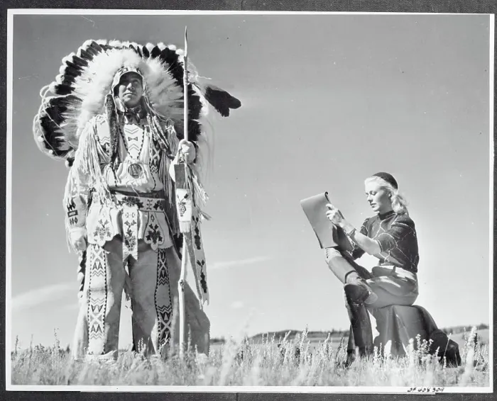Framed Print : Ginger Rogers Sketching Indian Chief