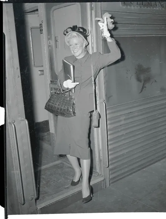Framed Print : Ginger Rogers Stepping off Train Framed Print : Ginger Rogers Stepping off Train