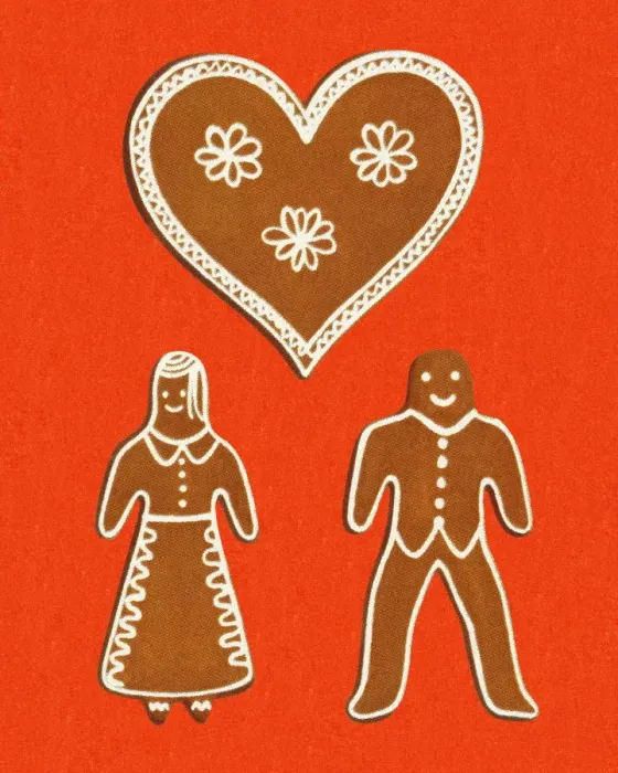 Framed Print : Gingerbread People and Heart Framed Print : Gingerbread People and Heart