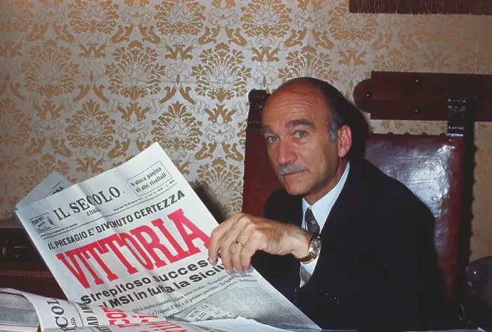Framed Print : Giorgio Almirante Reading a Newspaper Framed Print : Giorgio Almirante Reading a Newspaper
