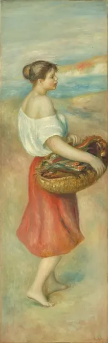 Framed Print : Girl With A Basket Of Fish