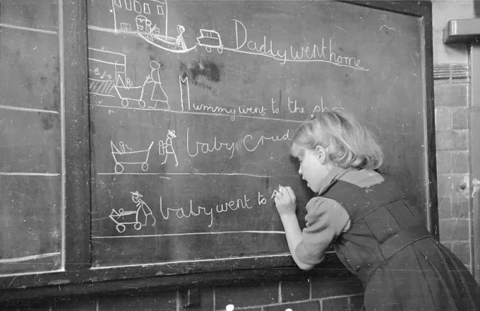 Framed Print : Girl At Blackboard Framed Print : Girl At Blackboard