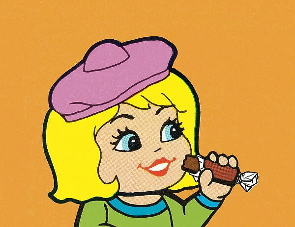 Girl with candy. http: /  / csaimages.com / images / istockprofile / csa_vector_dsp.jpg