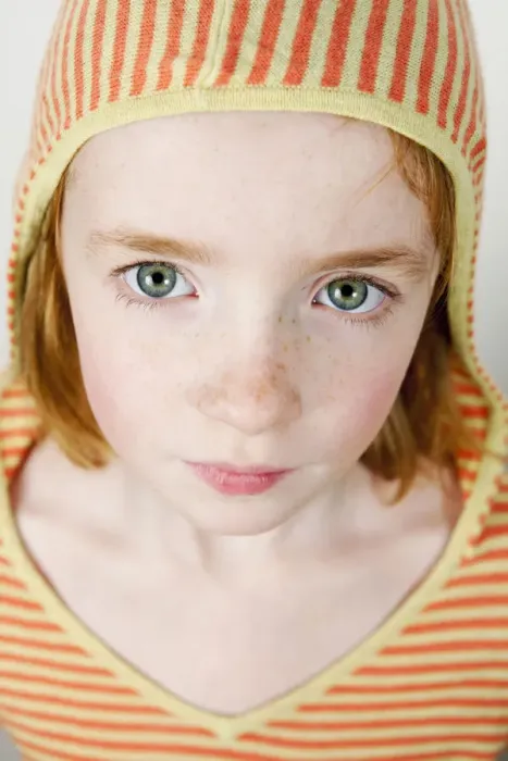 Framed Print : Girl, child, red hair, hooded shirt, portrait Framed Print : Girl, child, red hair, hooded shirt, portrait