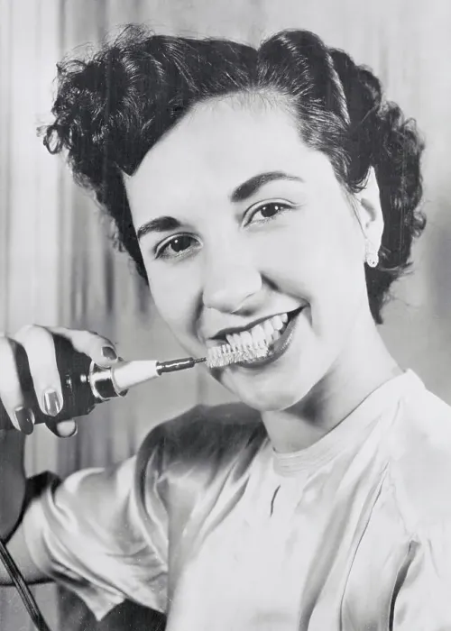 Framed Print : Girl Demonstrating Rotary Toothbrush Framed Print : Girl Demonstrating Rotary Toothbrush