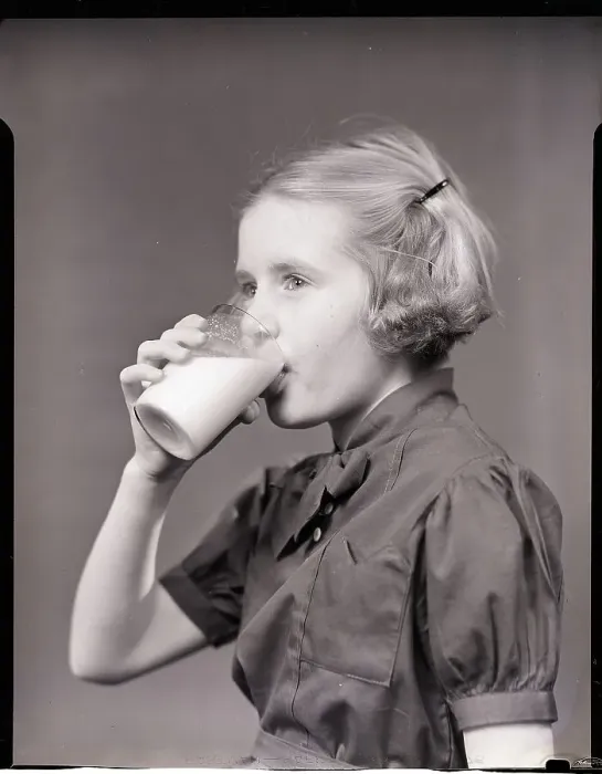 Framed Print : Girl Drinking Glass of Milk Framed Print : Girl Drinking Glass of Milk
