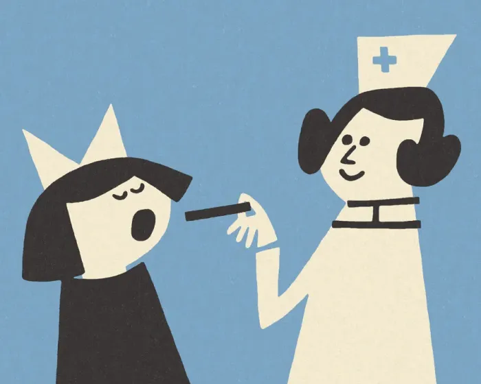 Framed Print : Girl Getting a Checkup from a Nurse Framed Print : Girl Getting a Checkup from a Nurse