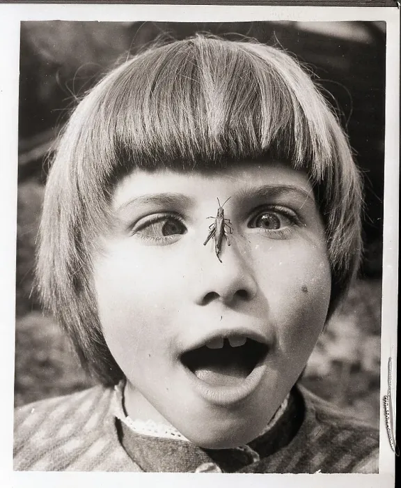 Framed Print : Girl with Grasshopper on Her Nose Framed Print : Girl with Grasshopper on Her Nose