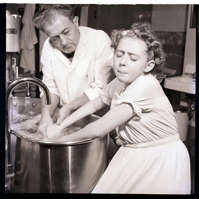 Framed Print : Girl with Hands in Water for Physical Therapy Framed Print : Girl with Hands in Water for Physical Therapy