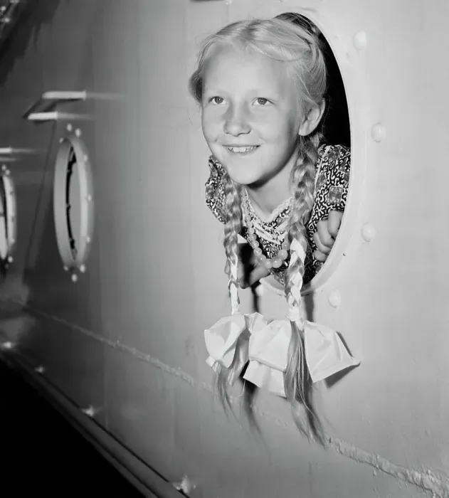 Framed Print : Girl With Her Head Out Of Porthole Framed Print : Girl With Her Head Out Of Porthole