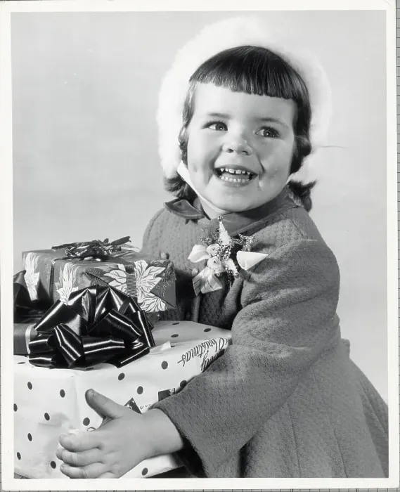 Framed Print : Girl Holding Gifts