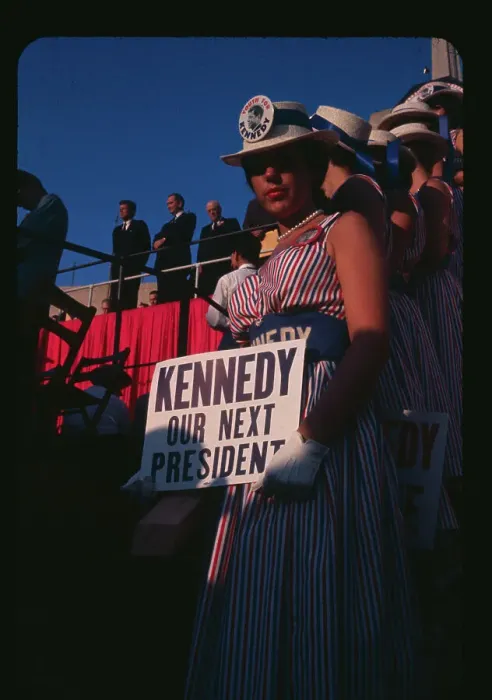 Framed Print : Girl Holding Sign Reading Kennedy Our Next President Framed Print : Girl Holding Sign Reading Kennedy Our Next President