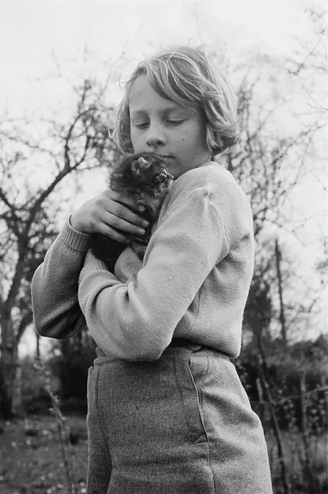 Framed Print : A Girl With A Kitten Framed Print : A Girl With A Kitten