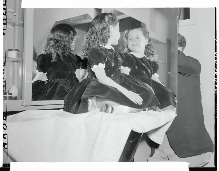 Framed Print : Girl Looking at Her Reflection