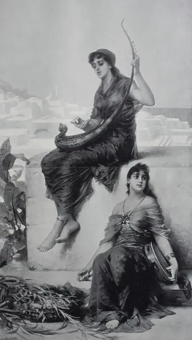 Framed Print : Girl with Musical Instruments in Tangier, Morocco, Historic, digital reproduction of an original 19th-century painting Framed Print : Girl with Musical Instruments in Tangier, Morocco, Historic, digital reproduction of an original 19th-century painting