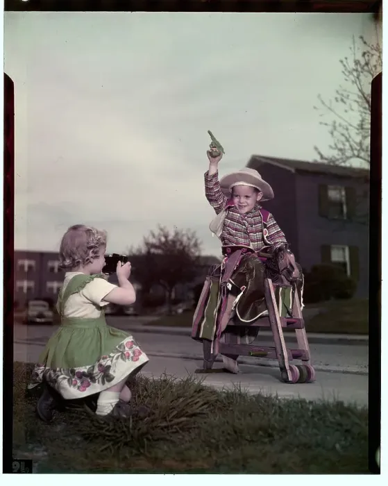 Framed Print : Girl Photographing Her Brother Framed Print : Girl Photographing Her Brother