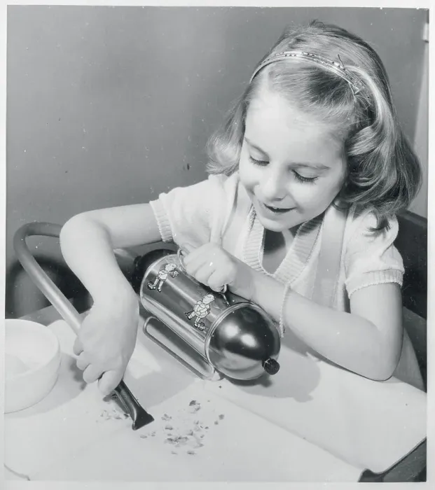 Framed Print : Girl Playing with Toy Vacuum Cleaner Framed Print : Girl Playing with Toy Vacuum Cleaner