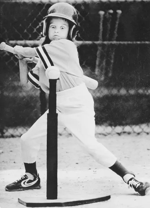 Framed Print : Girl Practicing Her Swing on Baseball Framed Print : Girl Practicing Her Swing on Baseball