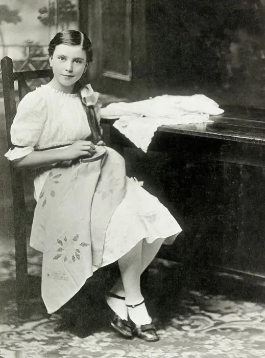 Framed Print : Girl Sewing