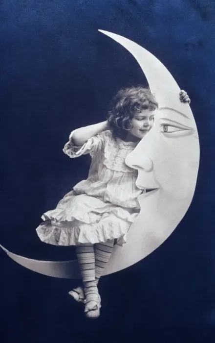 Framed Print : Girl Sitting on the Moon Framed Print : Girl Sitting on the Moon