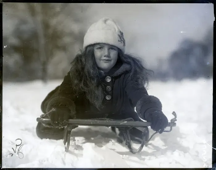 Framed Print : Girl Sledding In Central Park Framed Print : Girl Sledding In Central Park