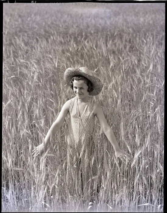 Framed Print : Girl Standing in Wheat Field Framed Print : Girl Standing in Wheat Field