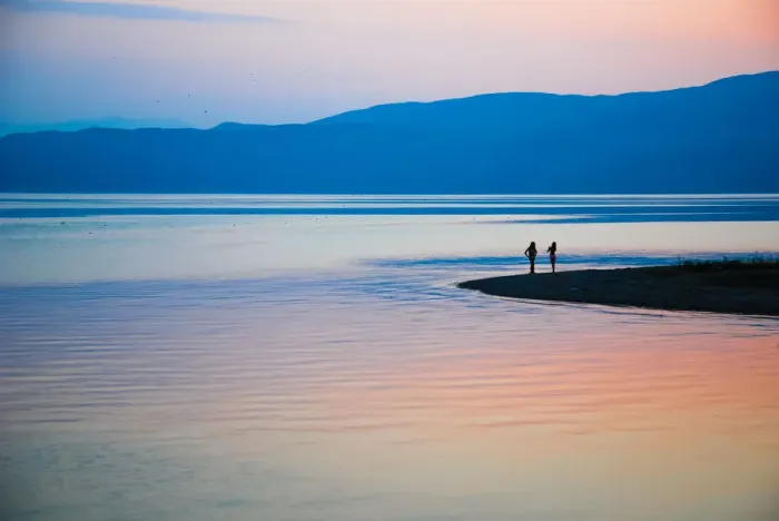 Framed Print : Girl at Sunset on the Ohrid Lake Framed Print : Girl at Sunset on the Ohrid Lake