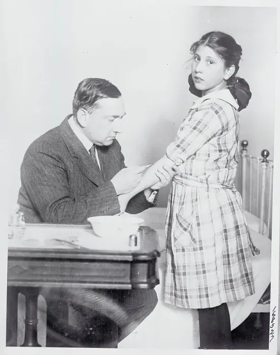 Framed Print : Girl Being Tested for Diphtheria Framed Print : Girl Being Tested for Diphtheria