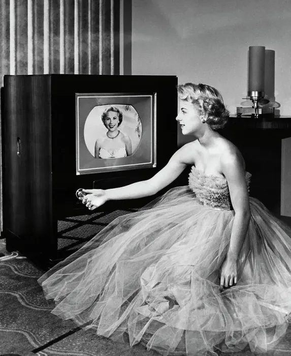  : Girl Tuning In Color TV Broadcast