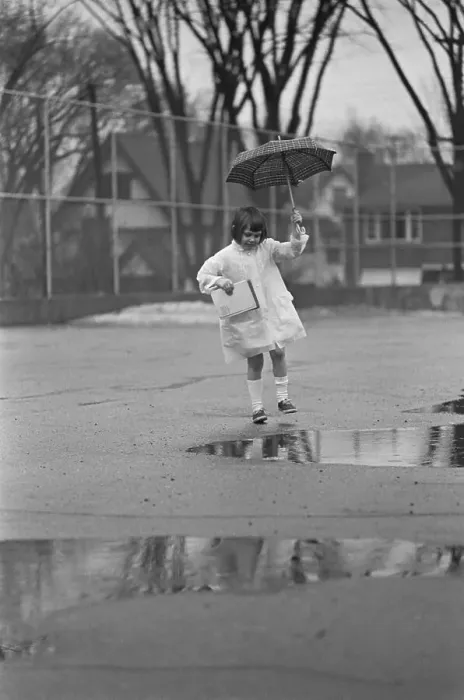 Framed Print : Girl W / Umbrella Contemplating Puddle Framed Print : Girl W / Umbrella Contemplating Puddle
