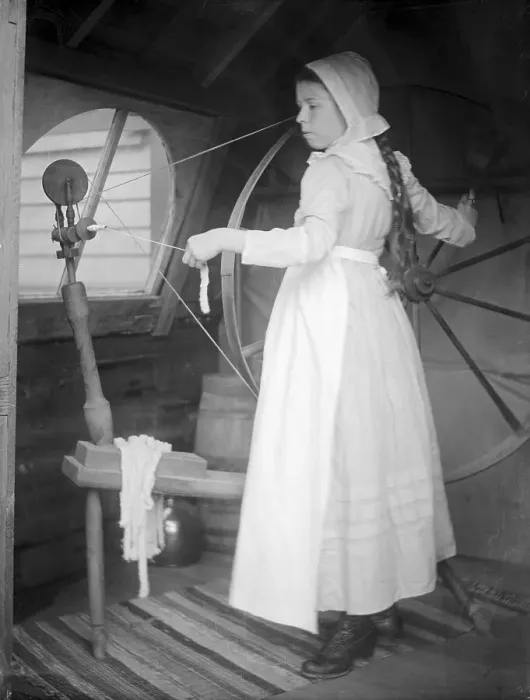 Framed Print : Girl Working Spinning Wheel Framed Print : Girl Working Spinning Wheel