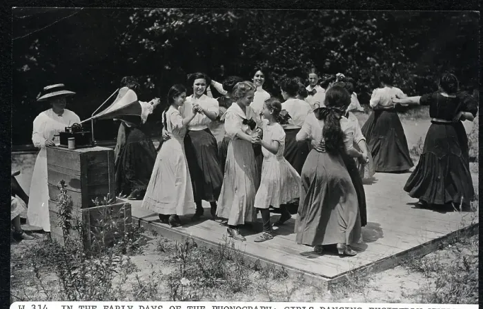 Framed Print : Girls Dancing To New Phonograph Framed Print : Girls Dancing To New Phonograph