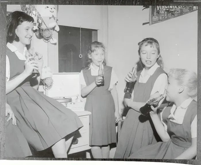 Framed Print : Girls Drinking Sodas