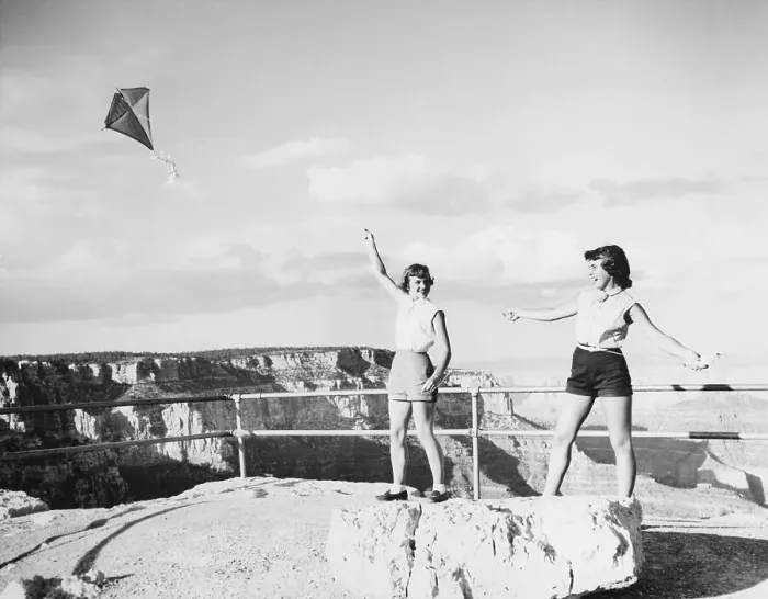 Framed Print : Girls Flying Kite at the Grand Canyon Framed Print : Girls Flying Kite at the Grand Canyon